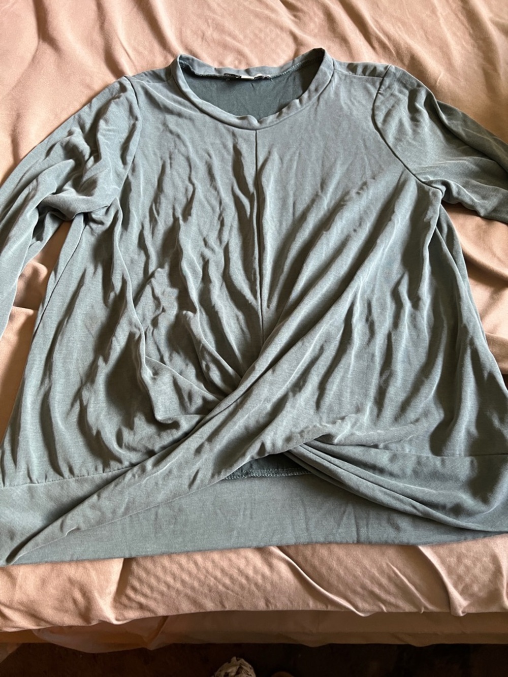 Green Envelope Sage Twist-Front Long Sleeve Top